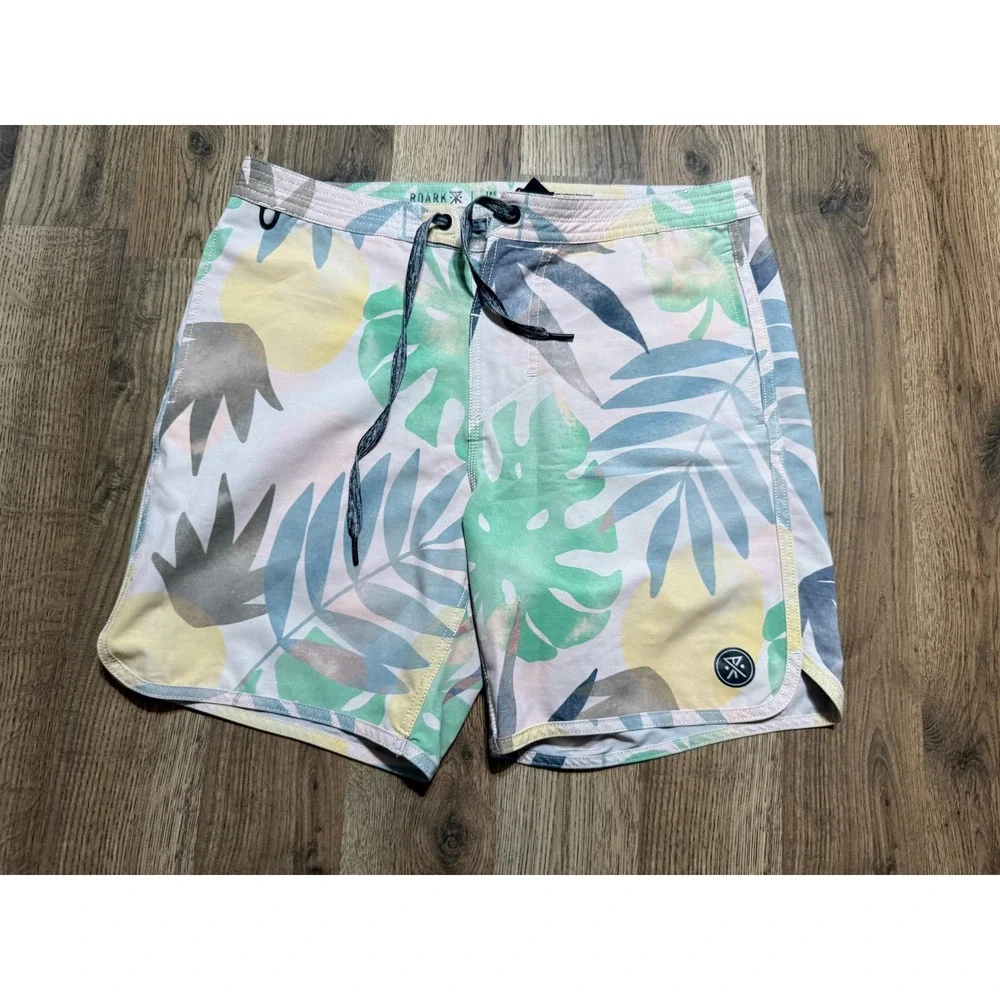 Roark The Chiller Shorts Mens Size 30 Pink Tropical Floral Swim Trunks